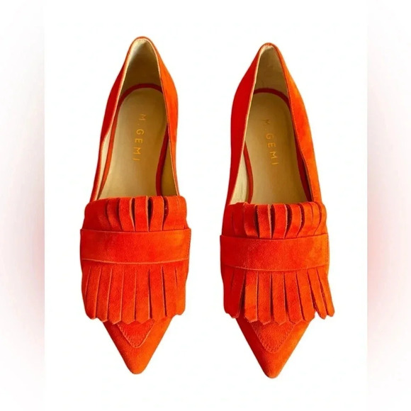 M. Gemi Pointed Fringe Slip On Suede Burnt Orange Size 35 - Picture 2 of 12